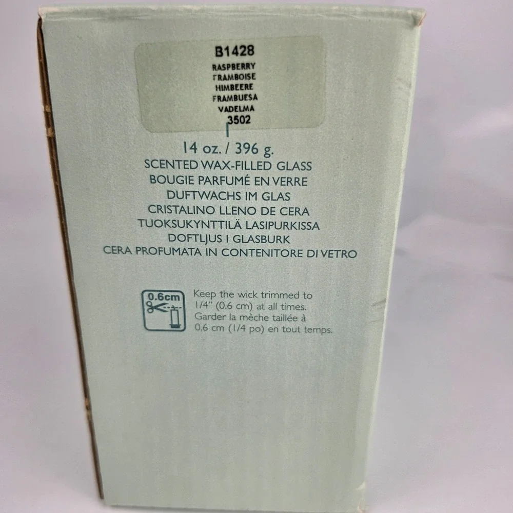PartyLite Raspberry Scented Wax Filled Glass Jar Candle 14oz New in Box B1428